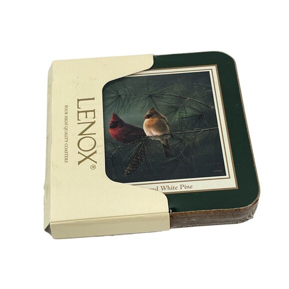 Lenox Four High Quality Coasters Set Cardinal Heat Resistant Durable Hardwood - Picture 6 of 7